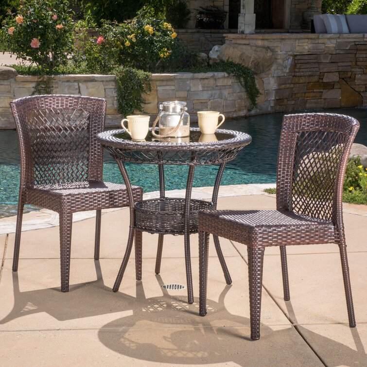 Round rattan bistro online set